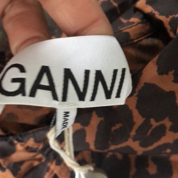 GANNI brown leopard print mob wife retro mini dress holidays party size 42 NWT - Picture 5 of 11